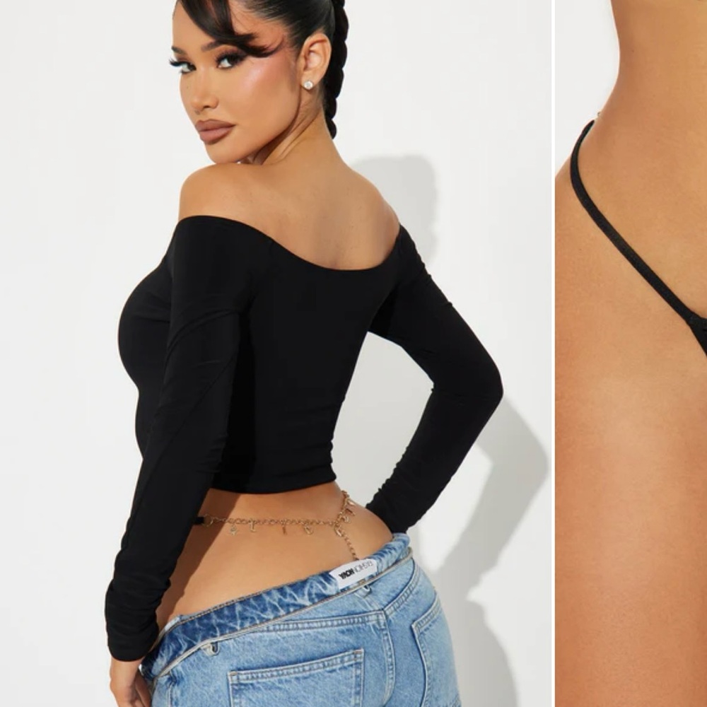 Lick Me Charm Back Thong Panty - Black ***It says “Lick Ne” instead of Me*** - Picture 3 of 4